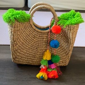JadeTripe Tassel basket woven bag summer beach vacation bag